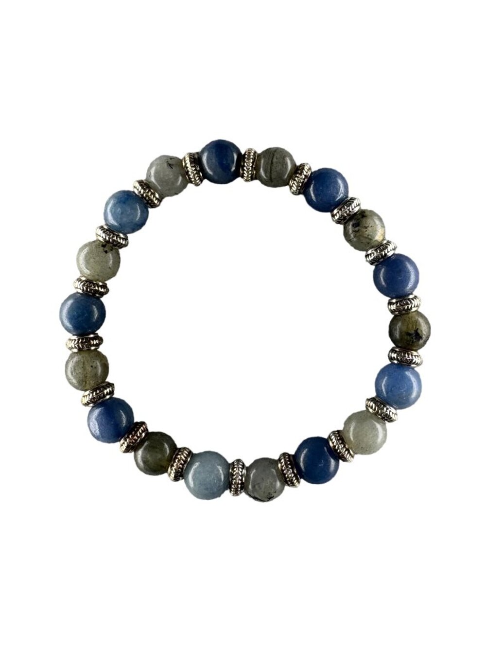 8mm Natural Blue Aventurine Labradorite Bracelet Grey Flash Gemstone Beads Gift